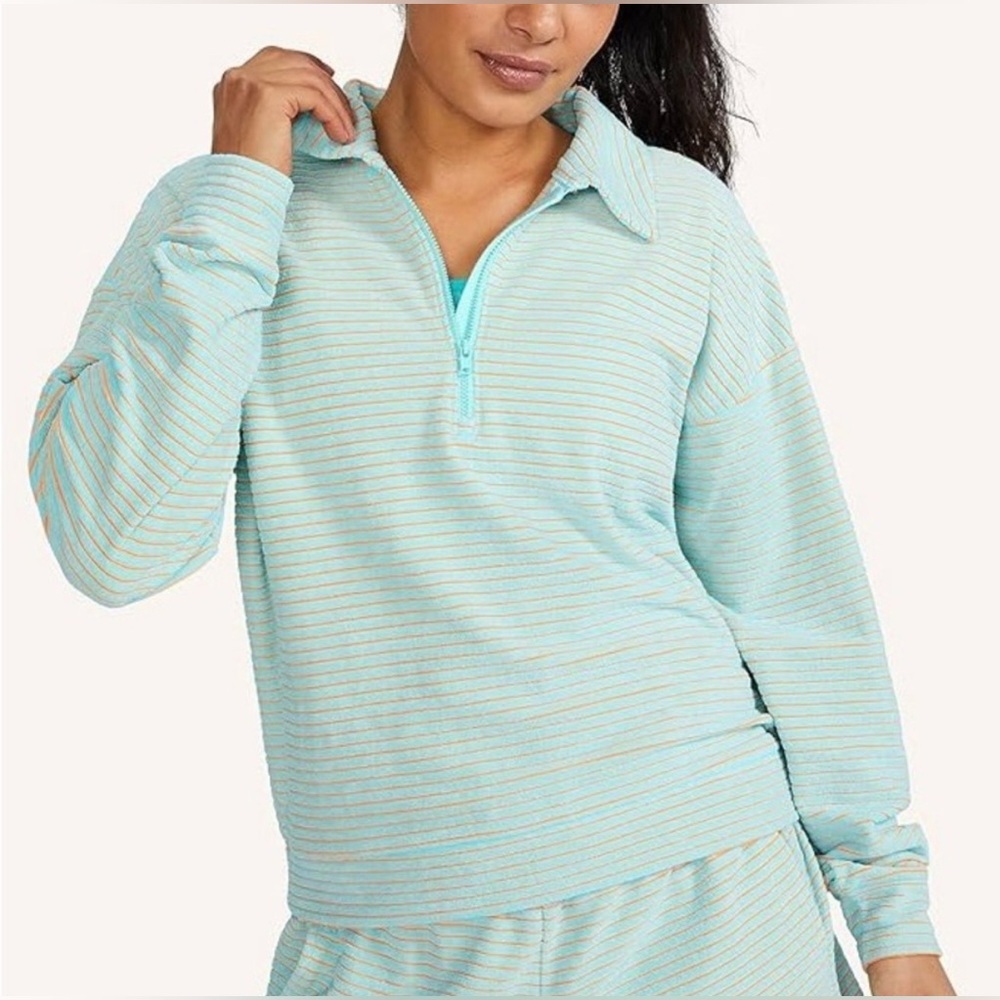Peloton Aqua and Coral Terry Cloth Striped Set size small